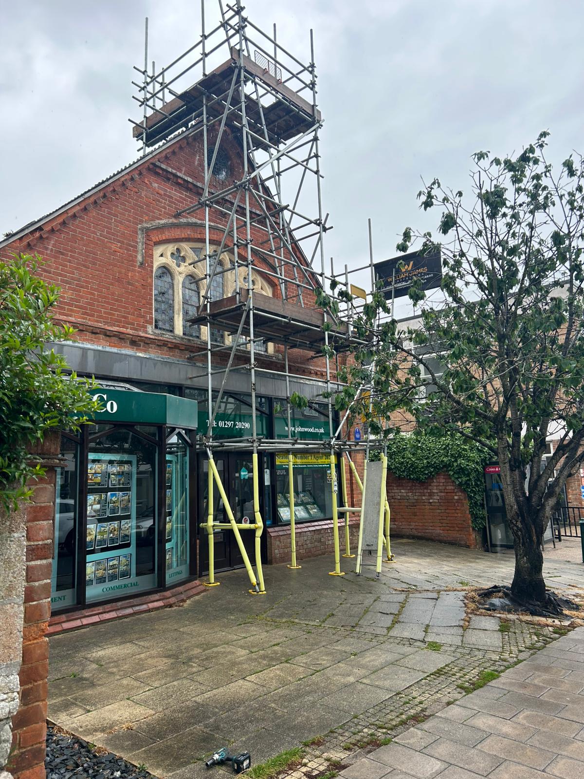 Commercial scaffolding installed for a business premises in Seaton